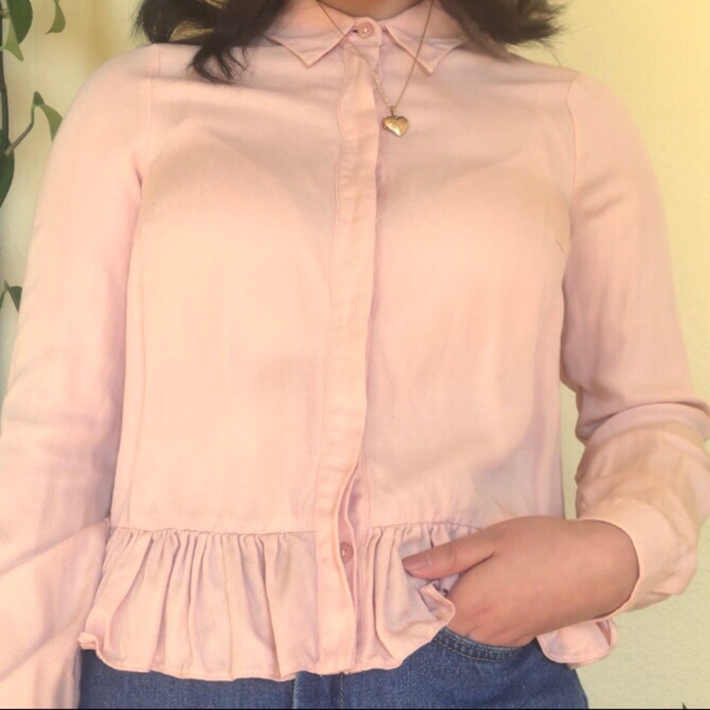 Ruffle button-up top - Picture 3 of 4